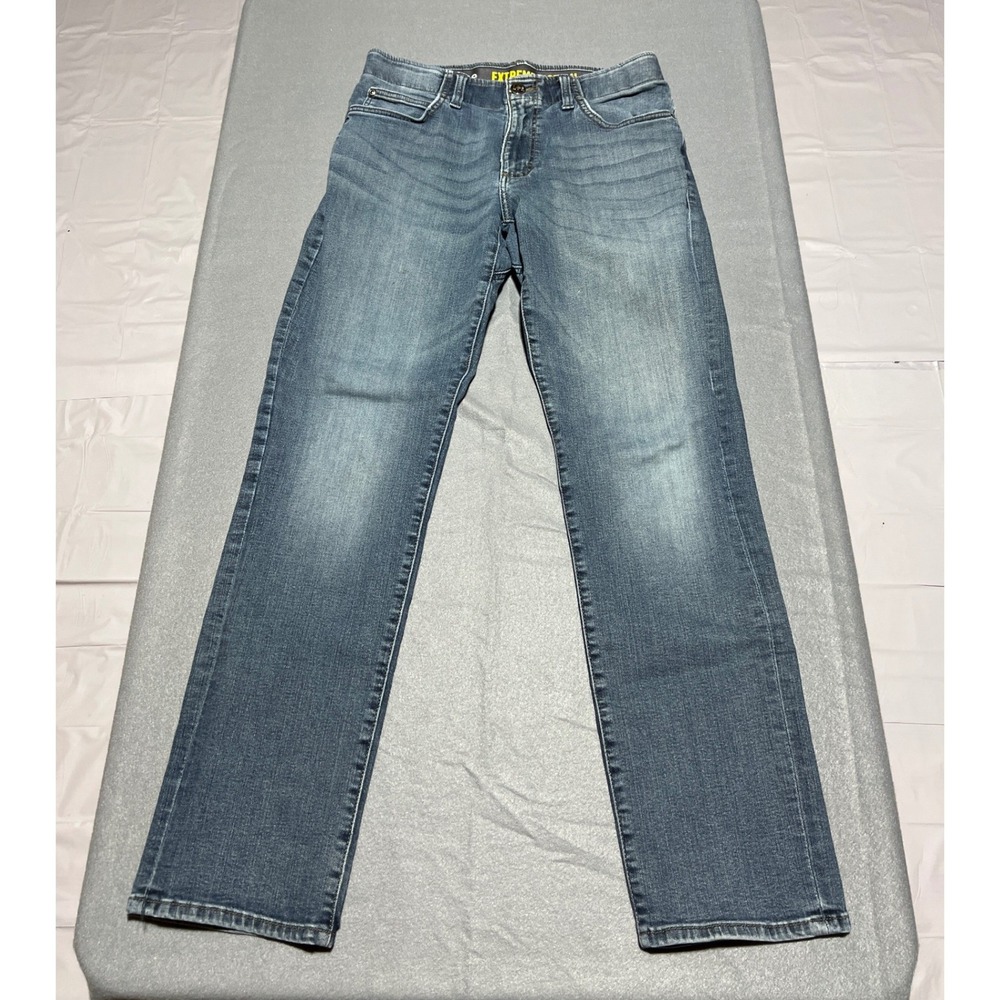 Lee Extreme Motion Mens 32x32 Straight Fit Tapered Leg Blue Jeans Medium Wash